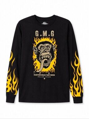 ​Gas Monkey Garage Flame Sleeve Custom Built Hot Rods Long Sleeve Shirt